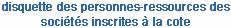 Disquette des personnes-ressources des socits inscrites  la cote